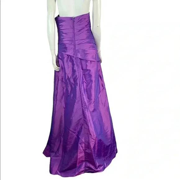 Jordan Size 10 Purple Iridescent Taffeta Side Draped Long Bridesmaid  Dress Prom - Picture 5 of 9